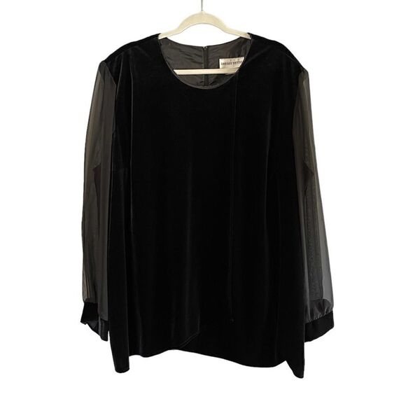 Dressy Betsy Velvet Long Sleeve Blouse in Black | SZ 3X - Picture 1 of 15